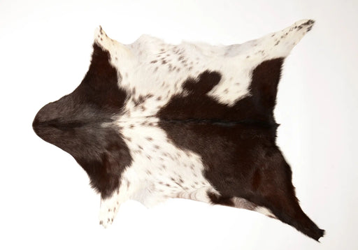 Goatskin rug #043 dark brown and white speckles