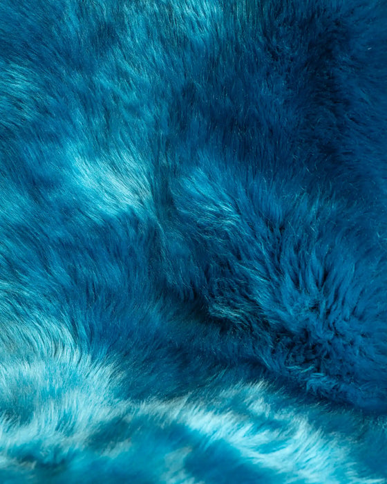 Azure blue sheepskin rug