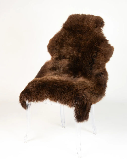 Natural brown sheepskin rug rare breed #04