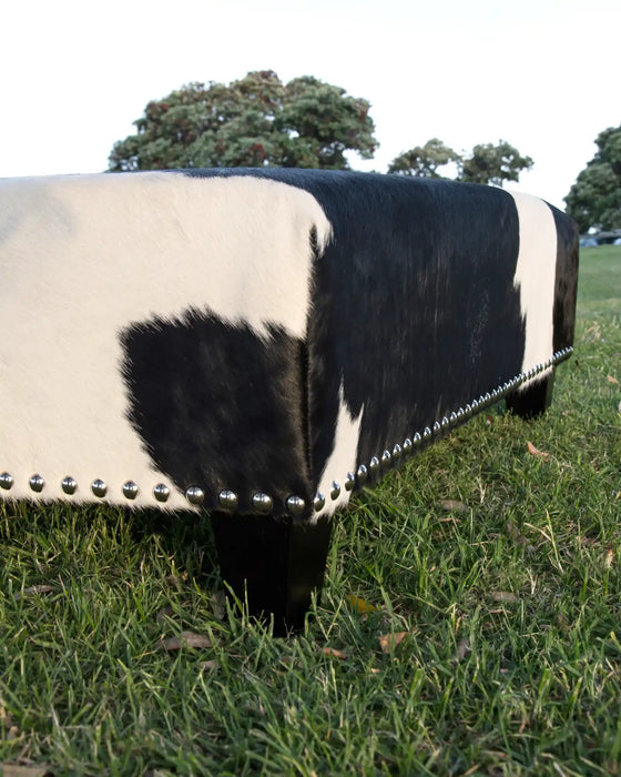 Cowhide Ottoman with Studs