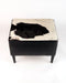 Small rectangle footsool in black and white cowhide