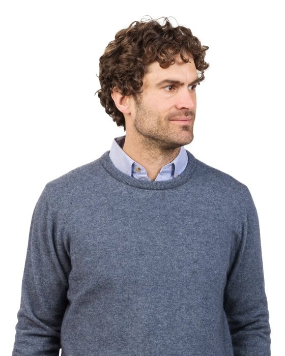 Native World Sky Blue Men's Possum Merino Wool Crew Neck Sweater - NB120