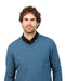 Men's merino wool vee-neck sweater in new Marine Blue NB121