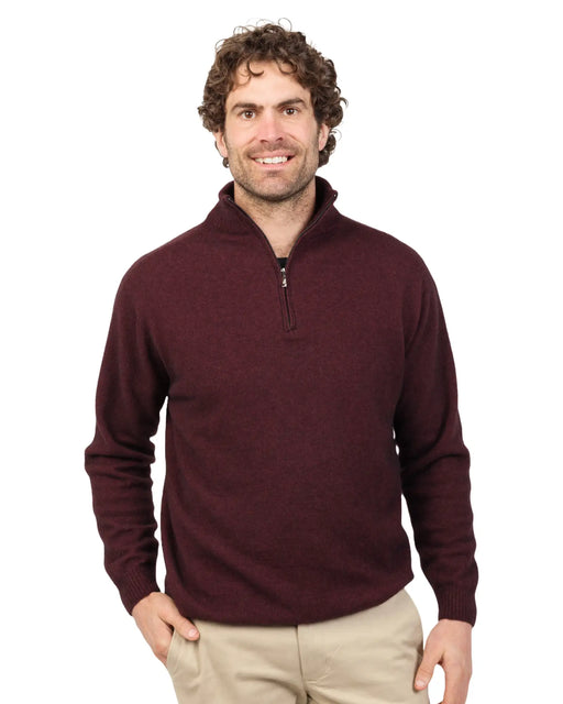 Shiraz wine  possum merino half-zip mens sweater NB336