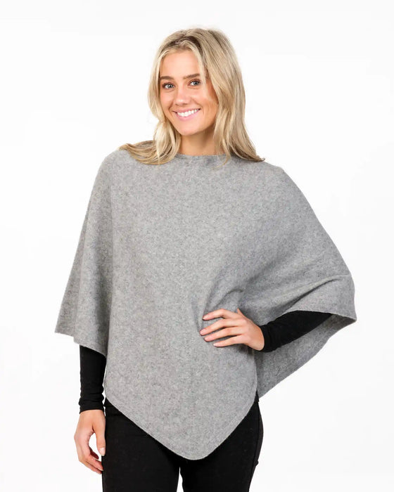 NB698 Silver possum merino wool poncho cape Native World