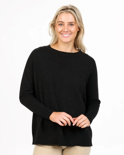 NB816 black possum merino lounge sweater