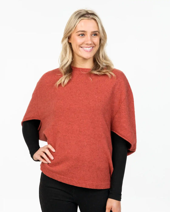 Rosewood possum merino poncho tunic NB868