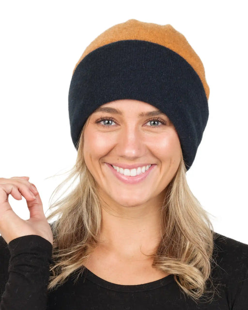 Ginger and Navy reversible beanie NX740