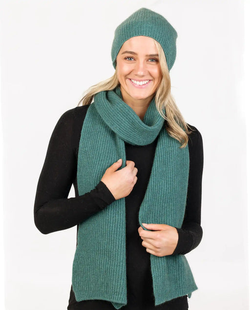 Mist green slouch scarf in possum merino NX876