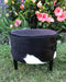 Small round footstool in cowhide and fabric #4