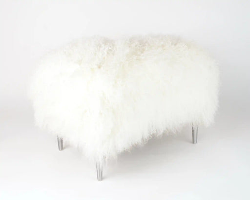 White Tibetan sheepskin footstool #2